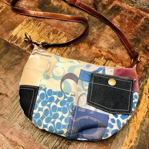 Vintage Coach Blue Patchwork Crossbody Purse